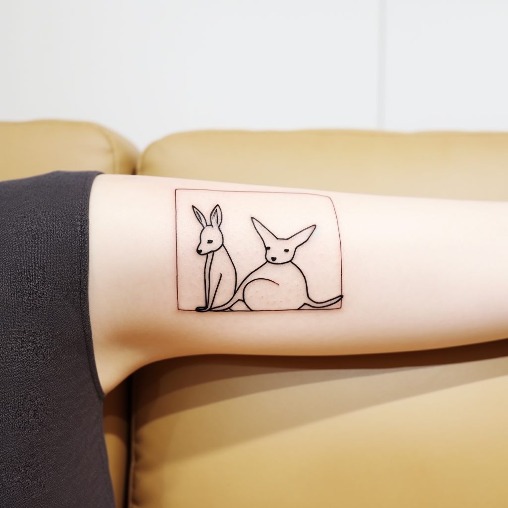 Simple black line tattoo couch kangaroo