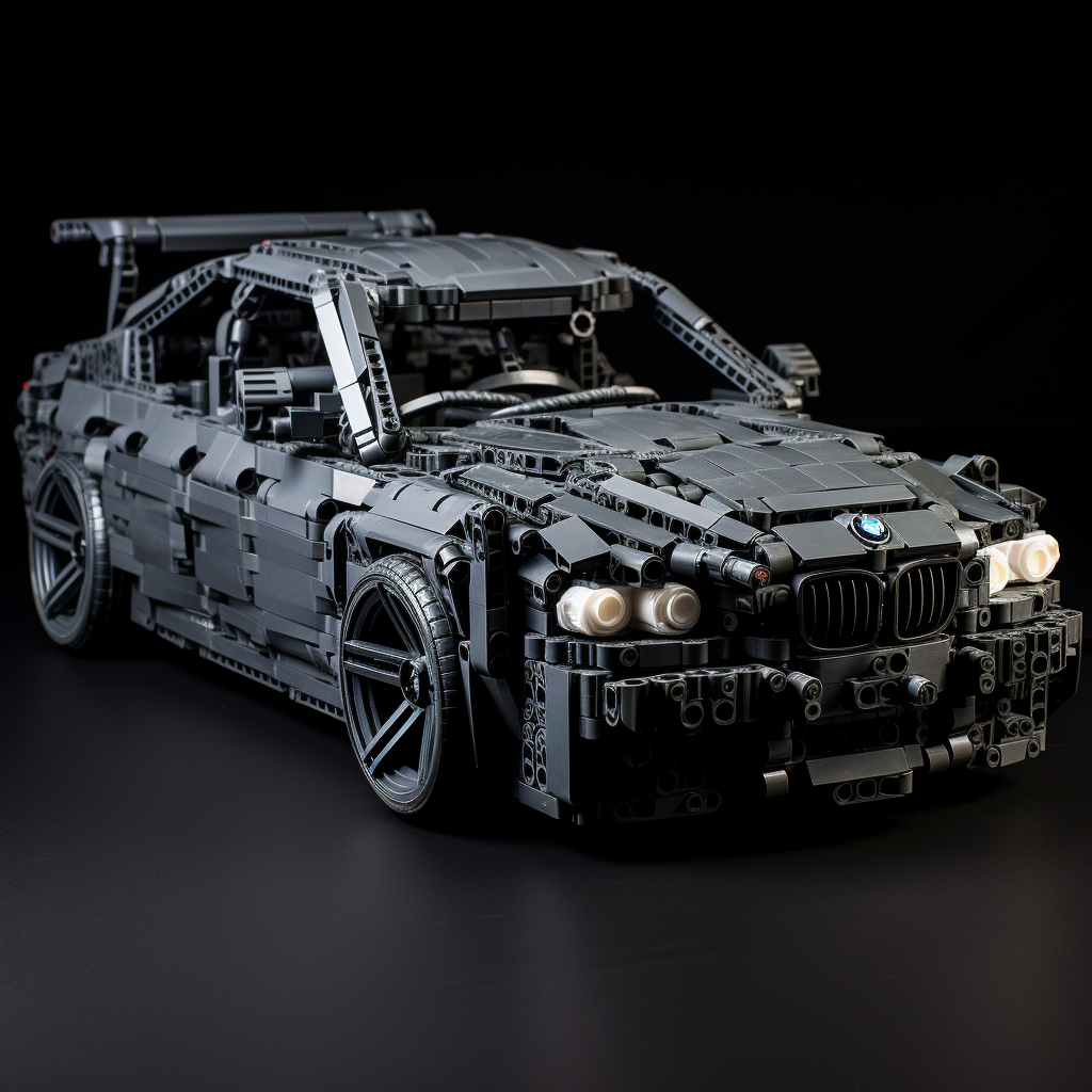 Lego car on black background