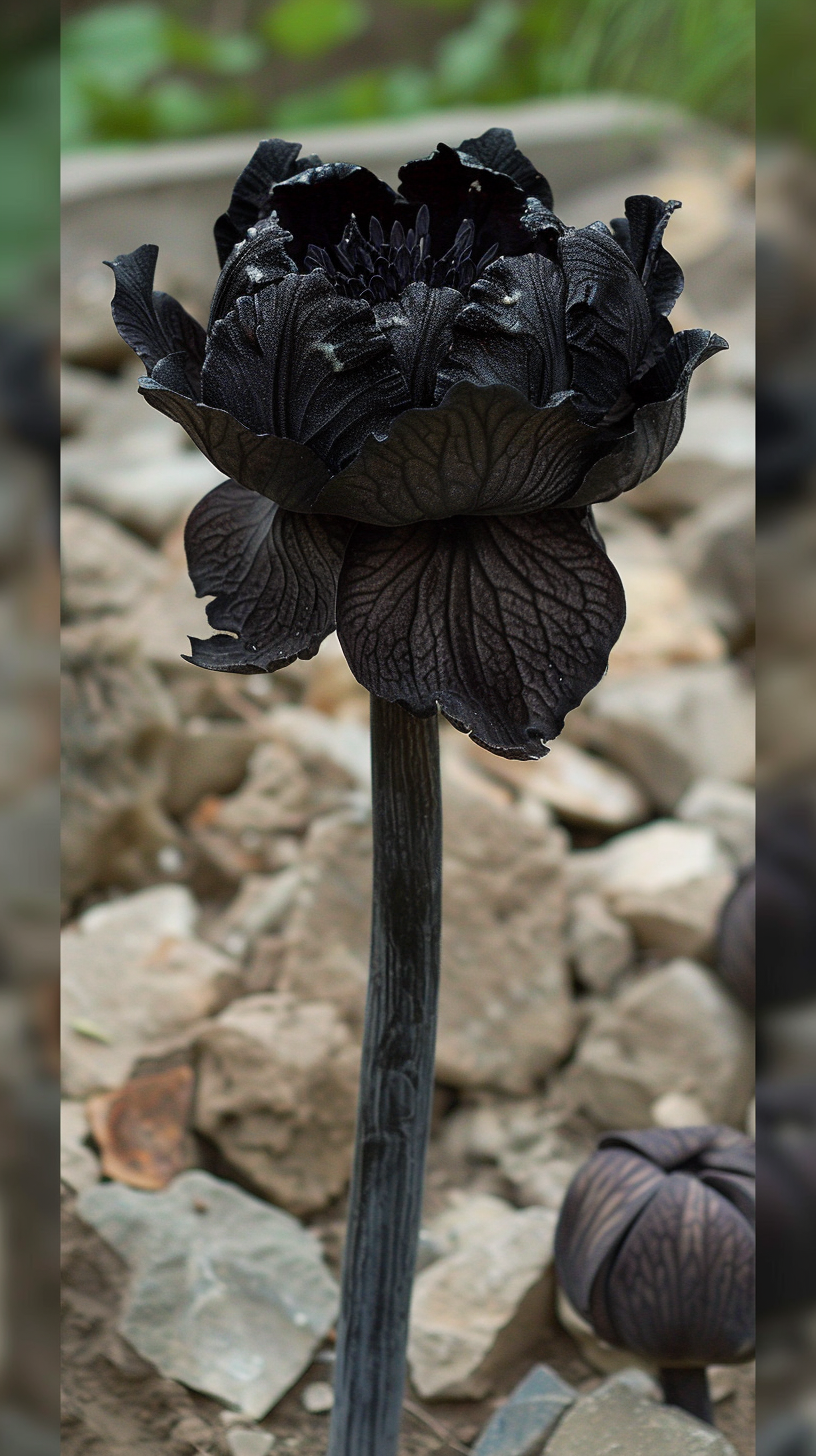 Realistic black Maca blossoming