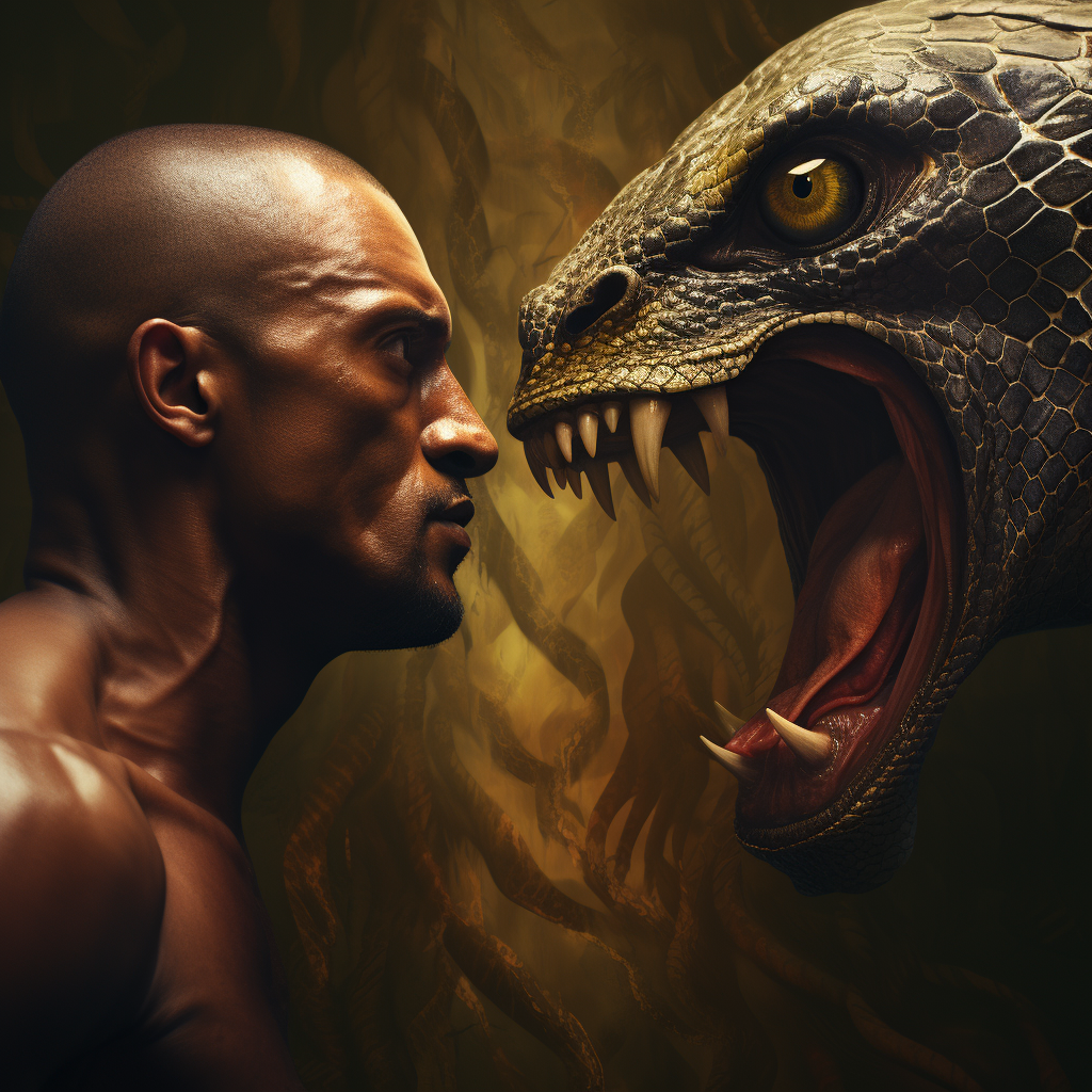 Black mamba and anaconda face-off