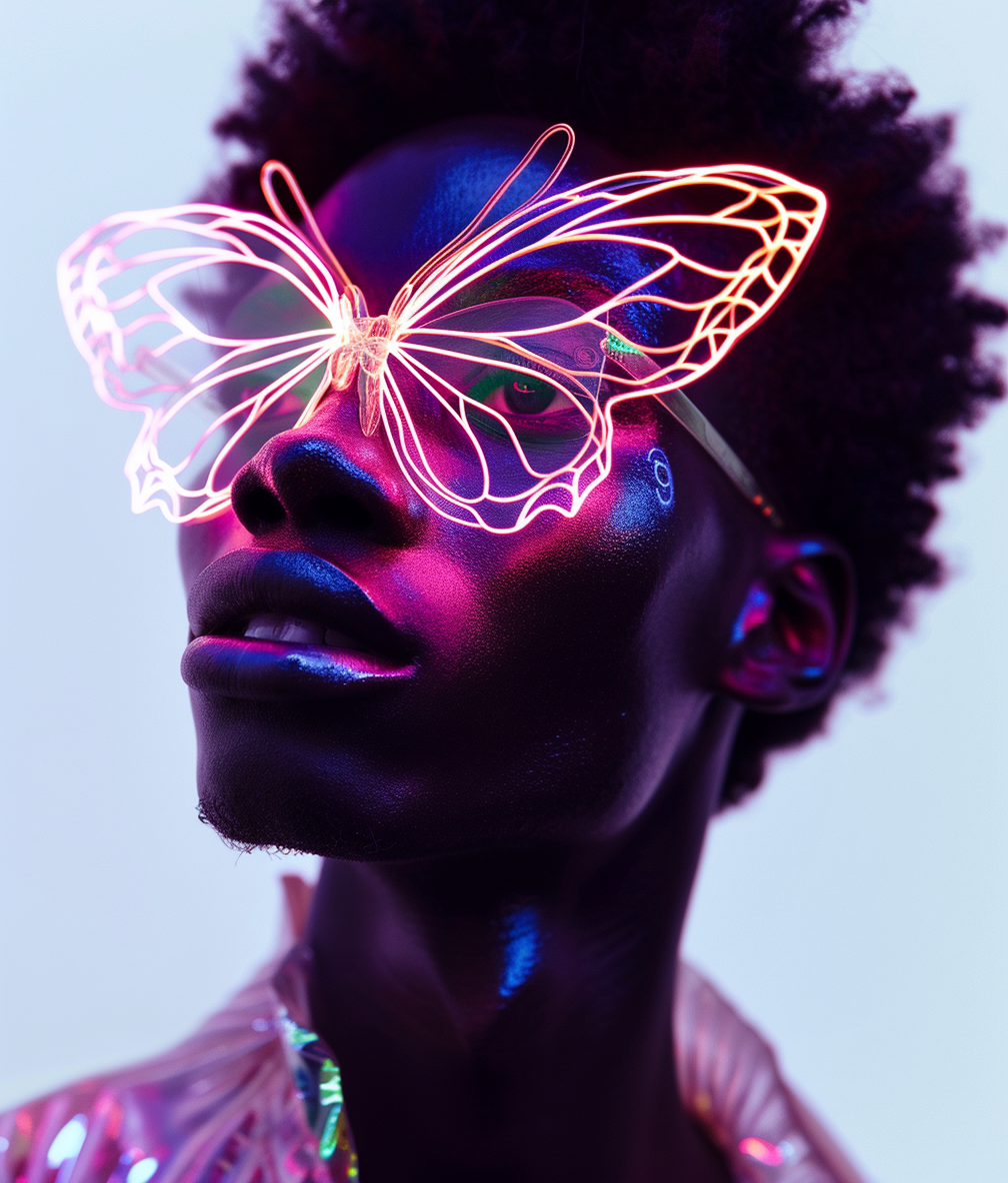 Black man with butterfly wings