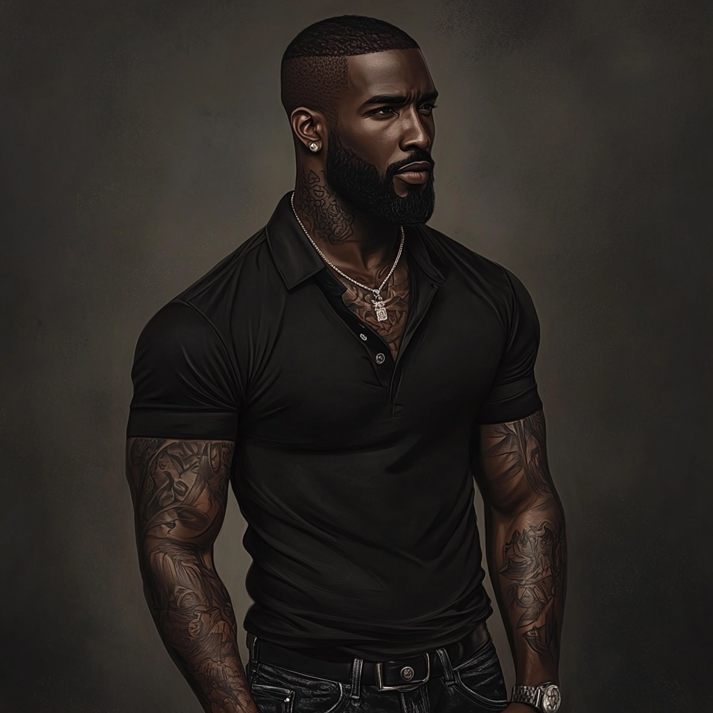 Dark-skinned man in casual outfit