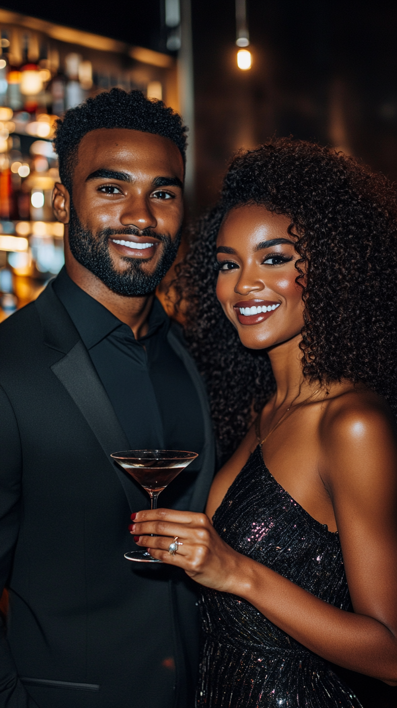 Black man and date smiling