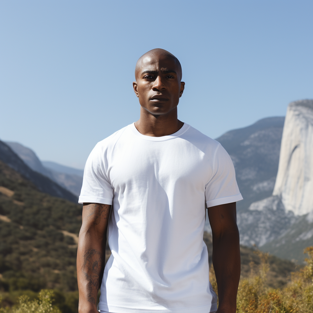 Stylish black man in front of breathtaking landscape