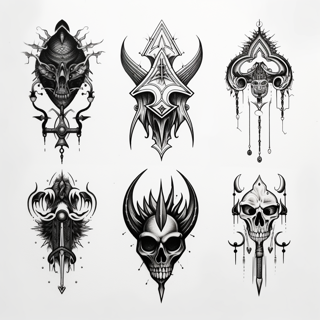 Stylish black metal design tattoo flash