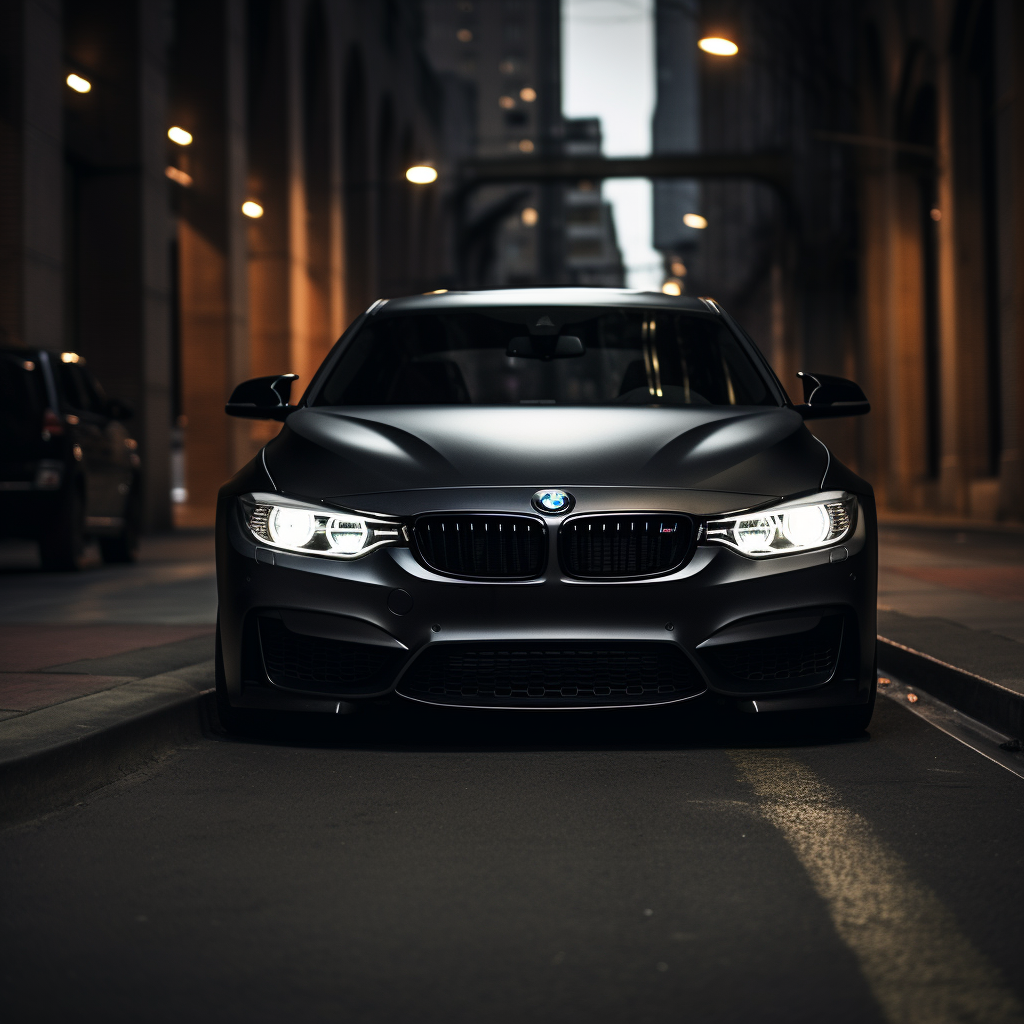 Black BMW 318 3 Series driving on moon