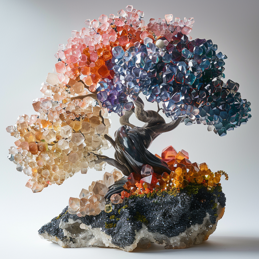 Colorful meteorite crystal marbles bonsai