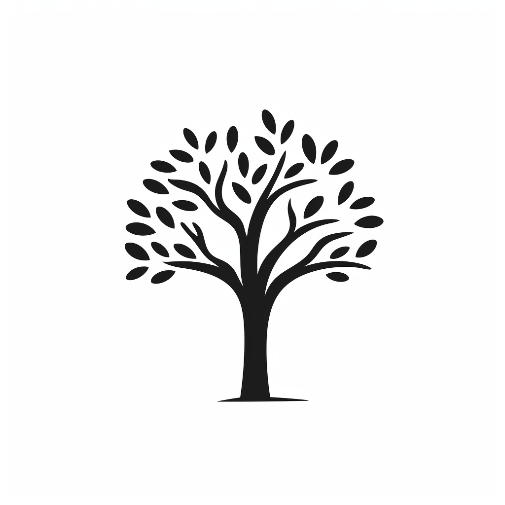 Minimalist black tree illustration