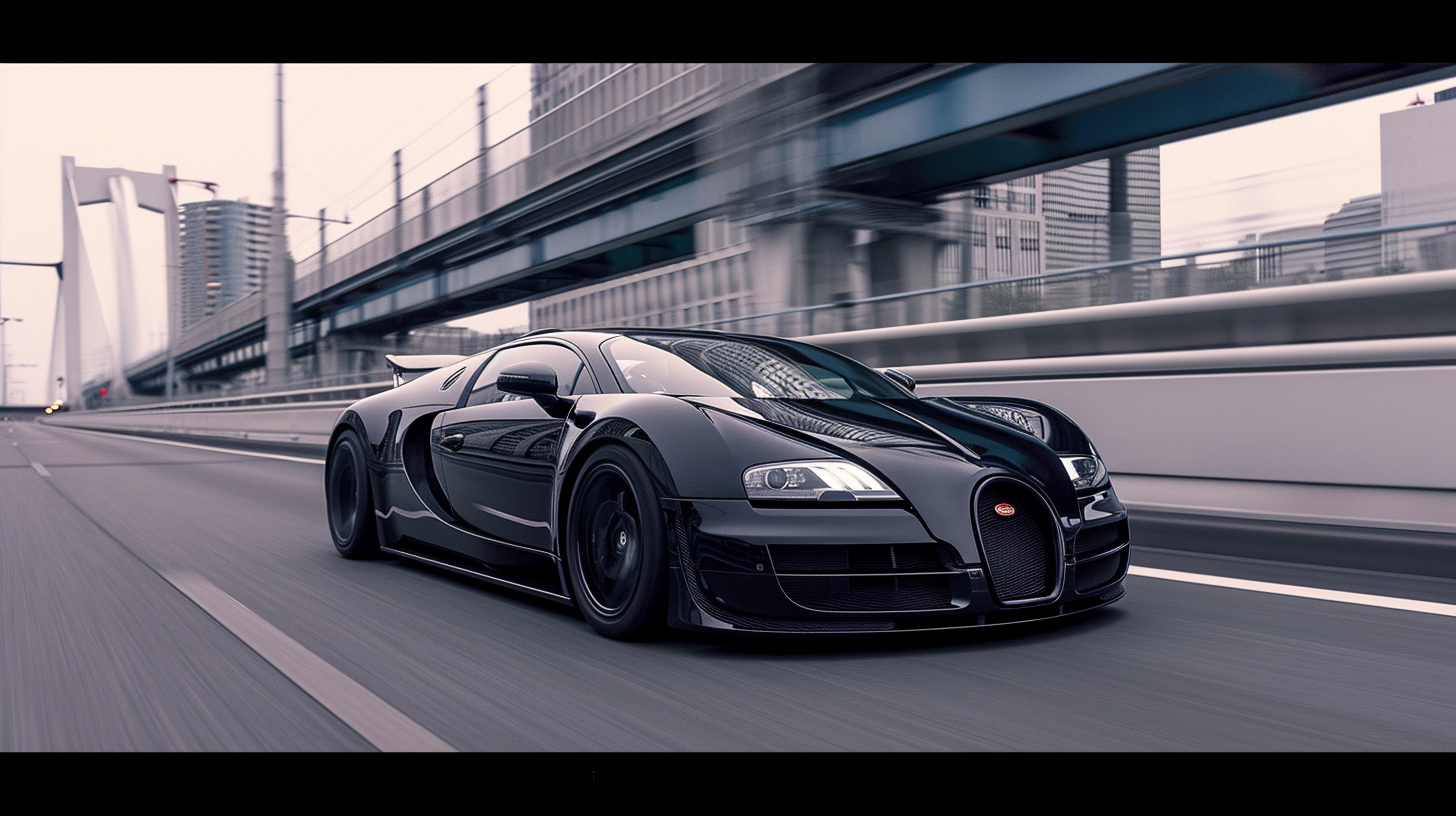 Black modern Bugatti Tokyo drifting