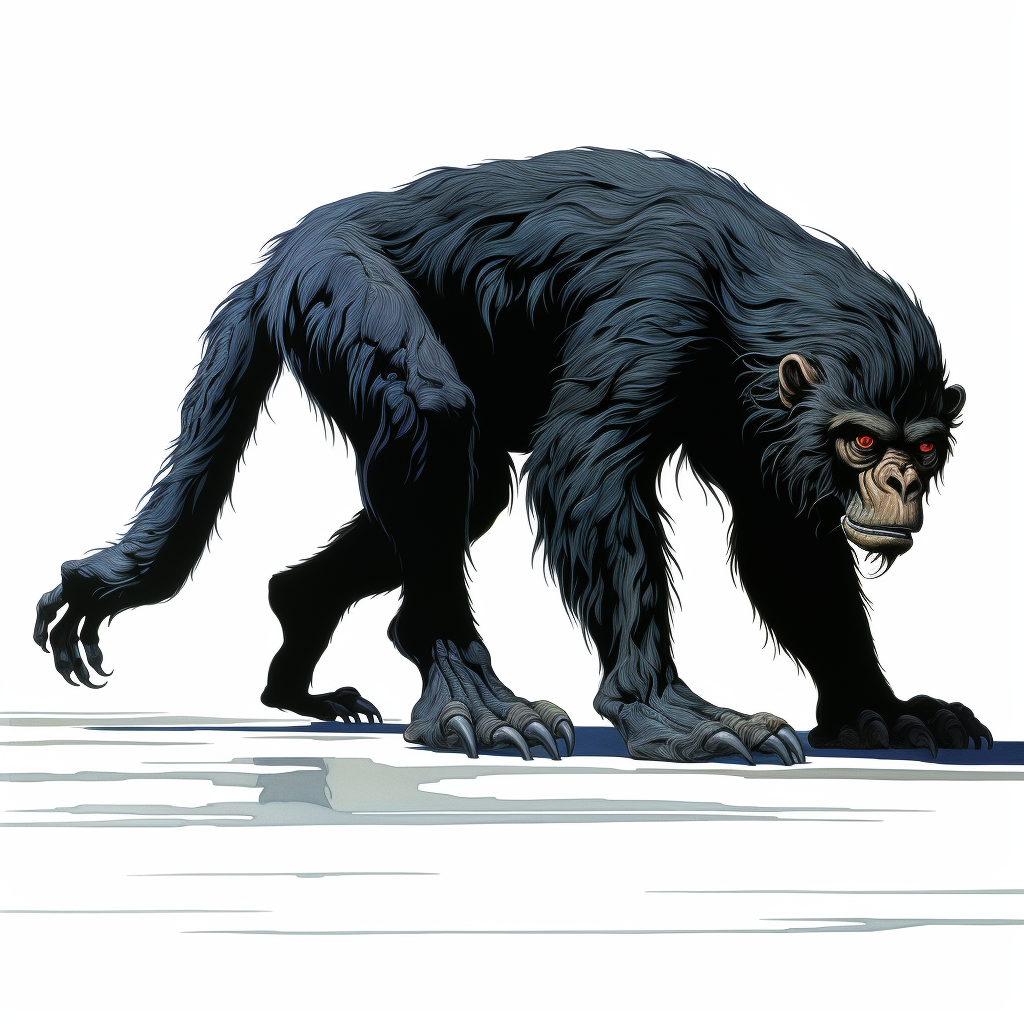 Black monkey walking on all fours