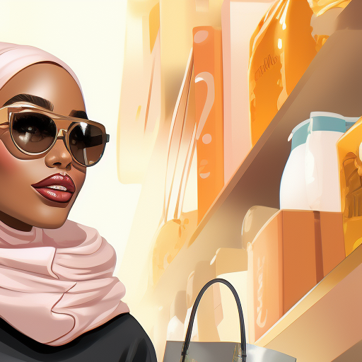 Stylish Black Muslim Fashionista Shopping during Ramadan