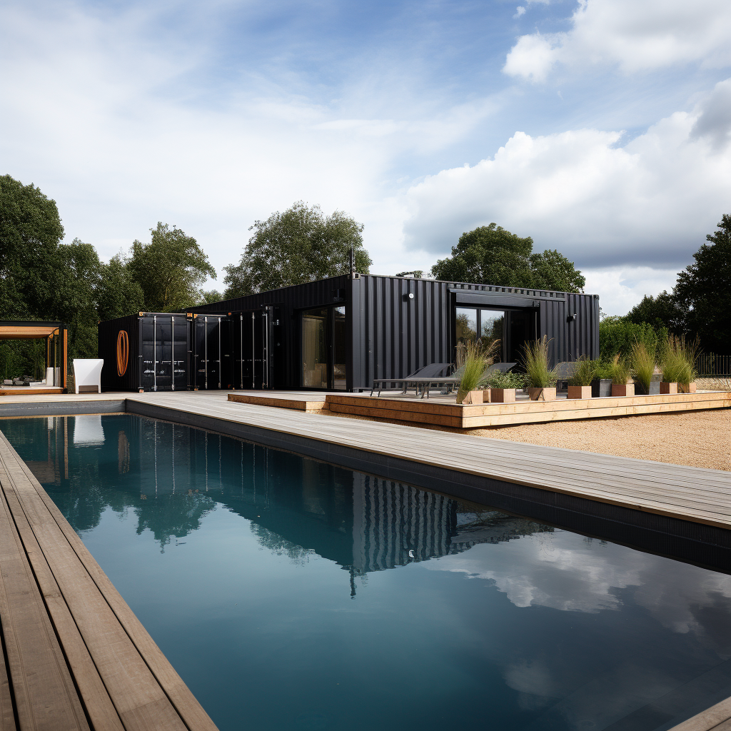 Black office container in field