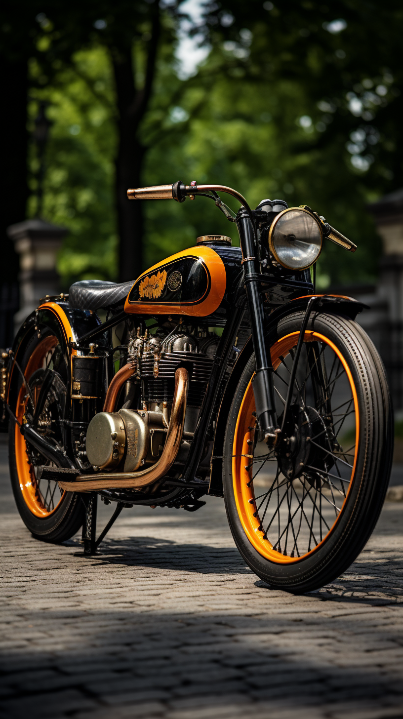 Black and Orange Cafe Racer Motorcycle