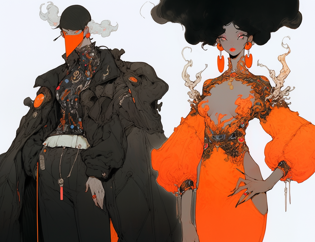 Black and Orange Halloween Amano Women Couple