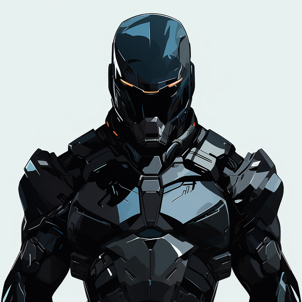 Futuristic soldier in black organic armor suit