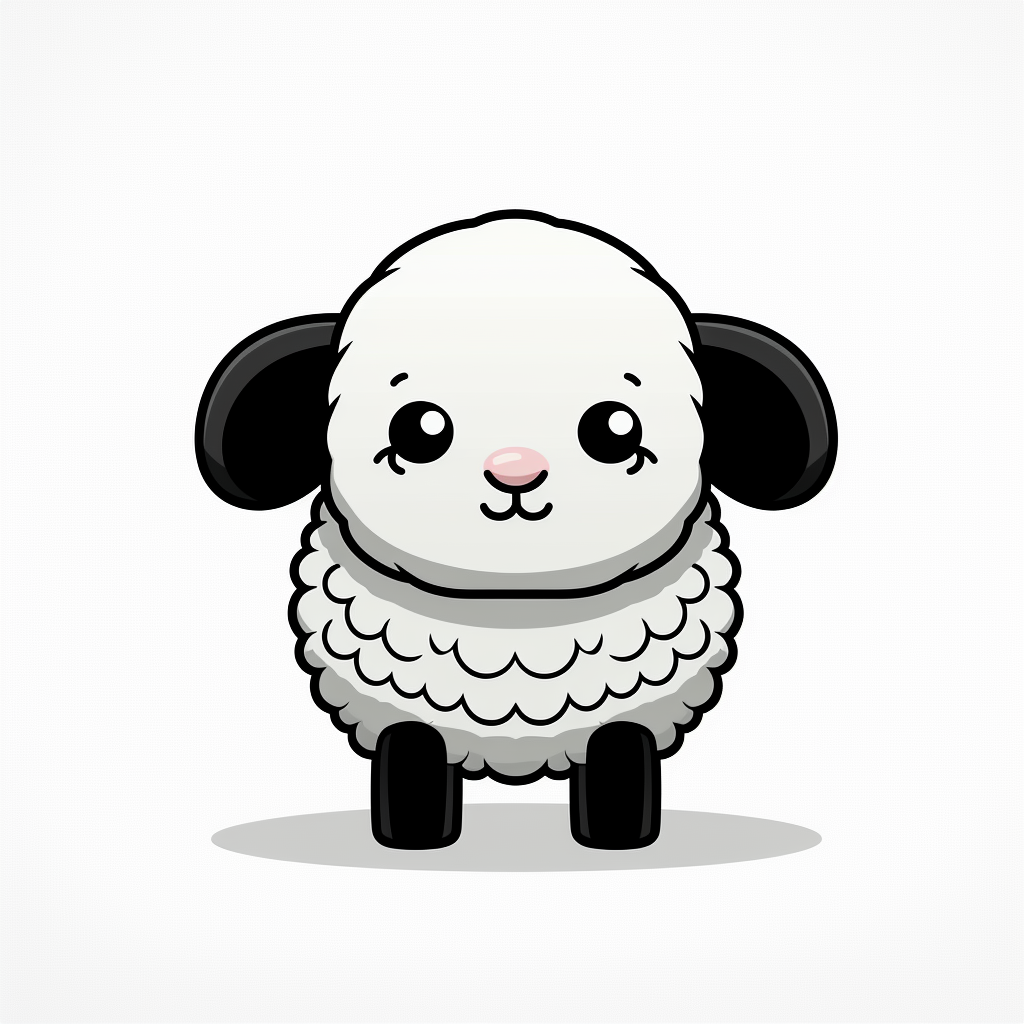 Cute sheep with black outline