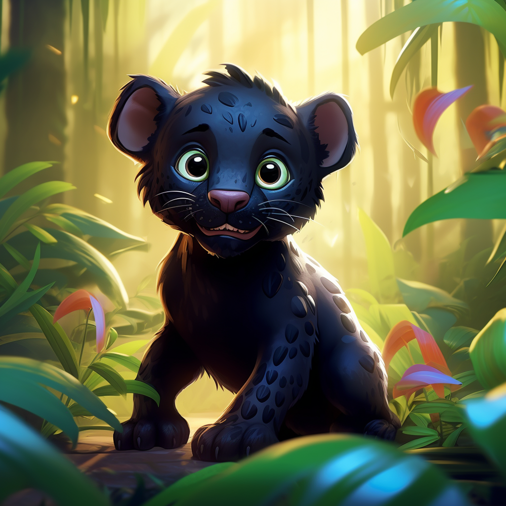 Cute black panther in jungle