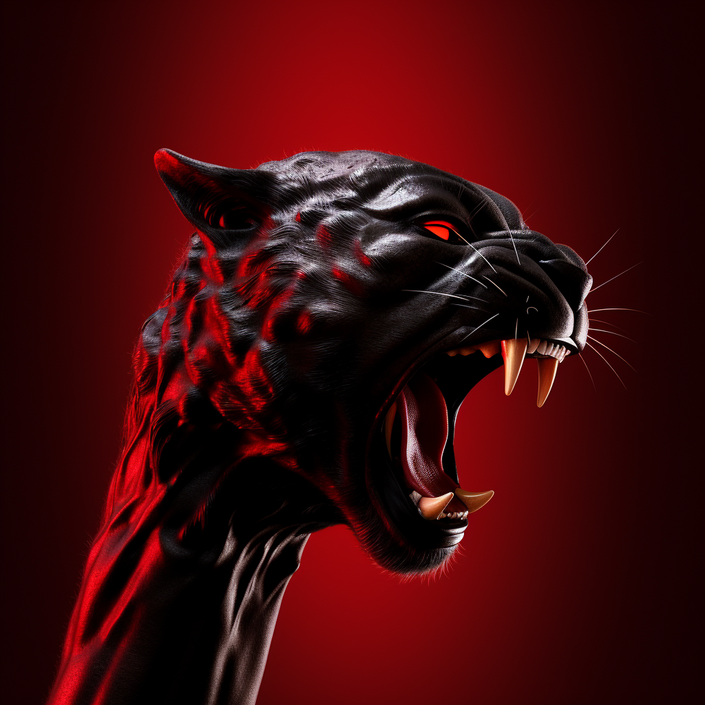 Black panther paw ripping red background