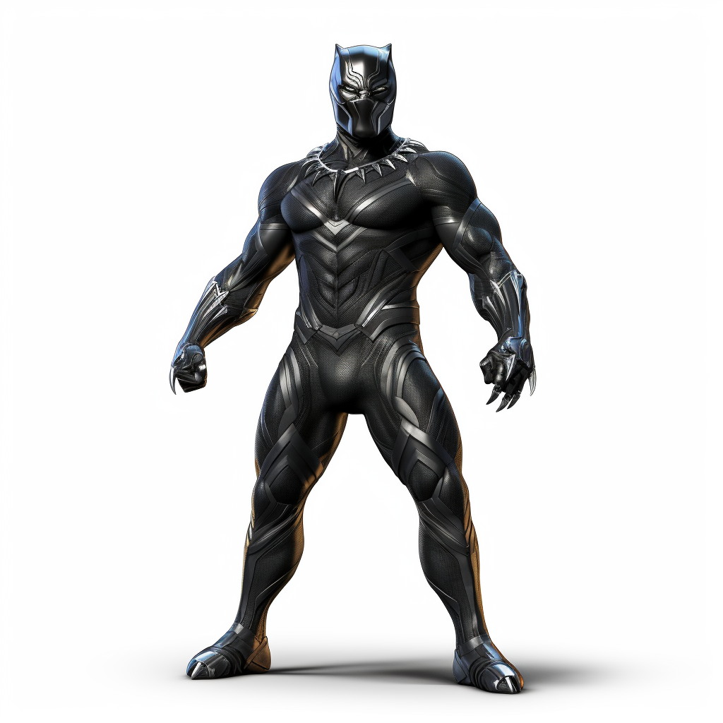 Black Panther superhero standing on white background