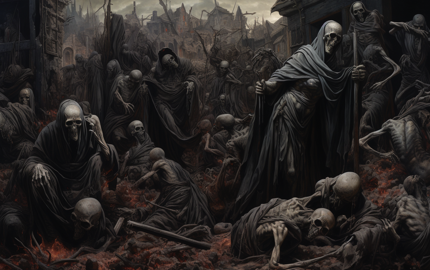 Detailed depiction of the Black Plague outbreak