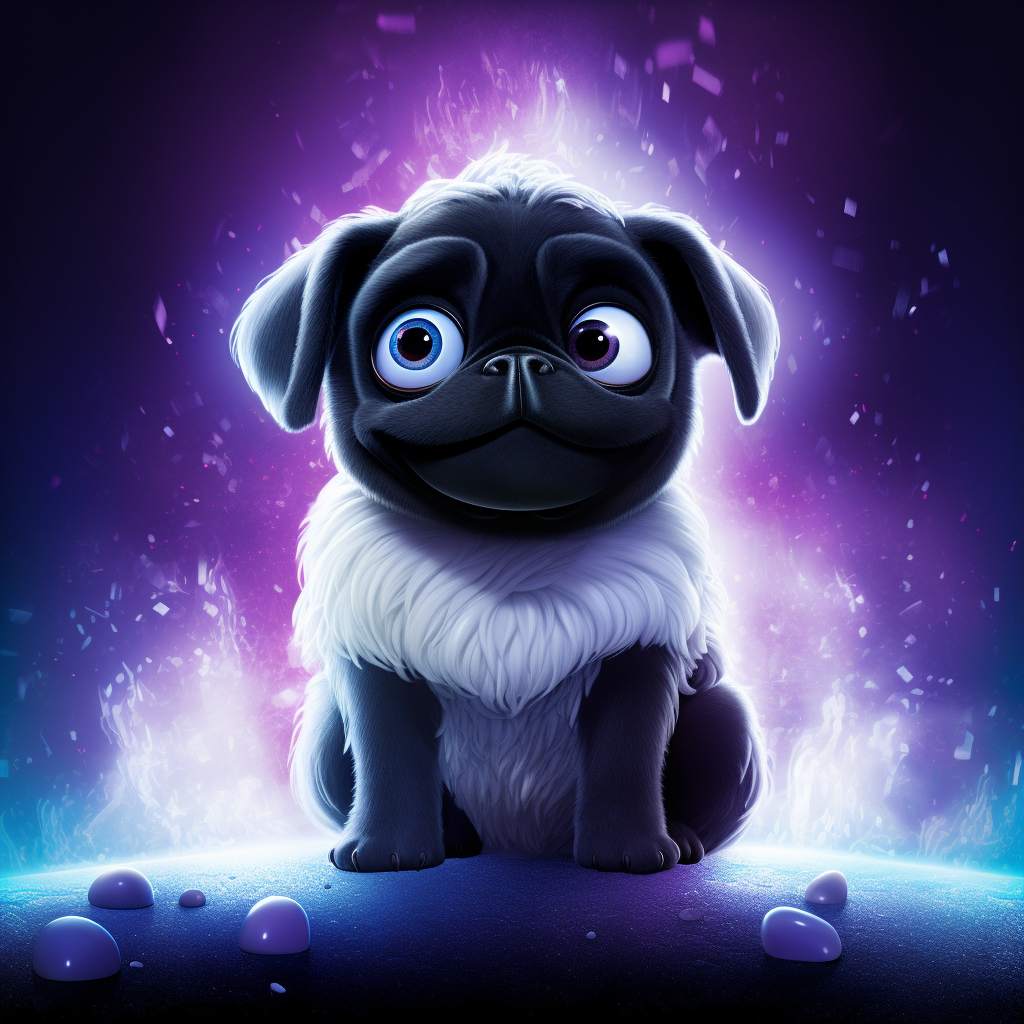 Cute black pug in ghost costume