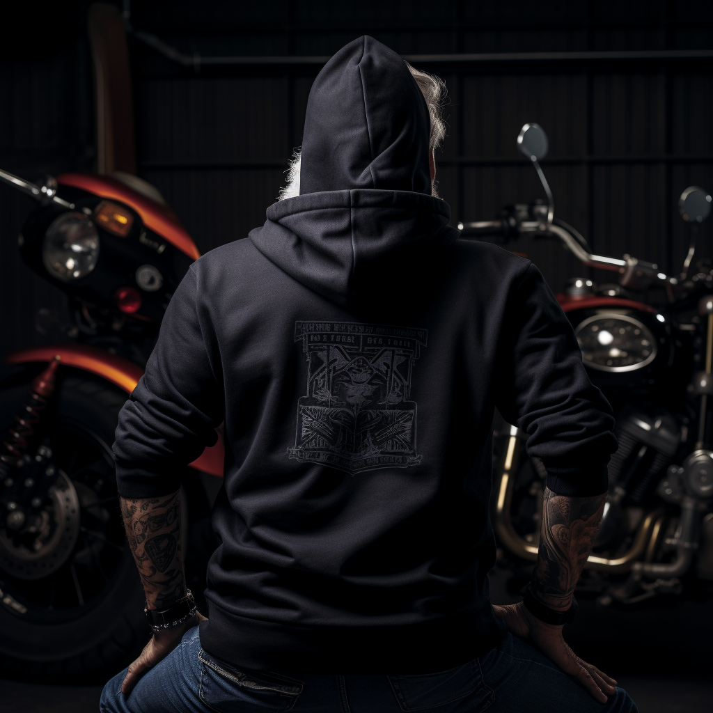 Motorcyclist in Black Pullover Hoodie