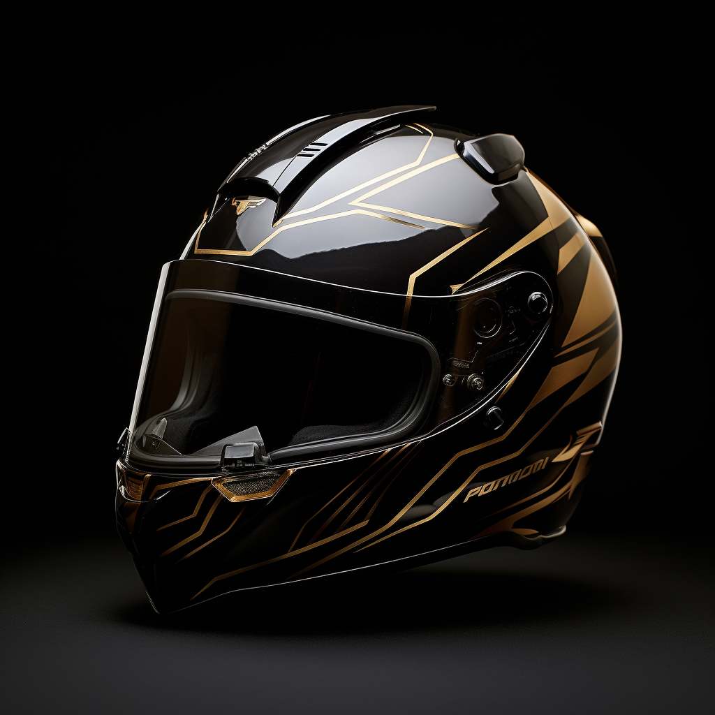 Formula One race helmet with black puma design