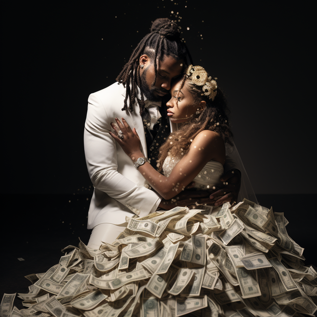 Black rapper with dreads and beard on wedding day