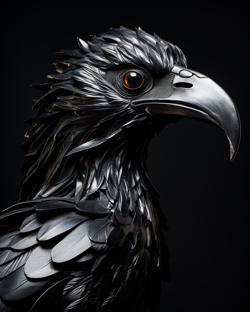 Close-up of Smooth Raven Sculpture