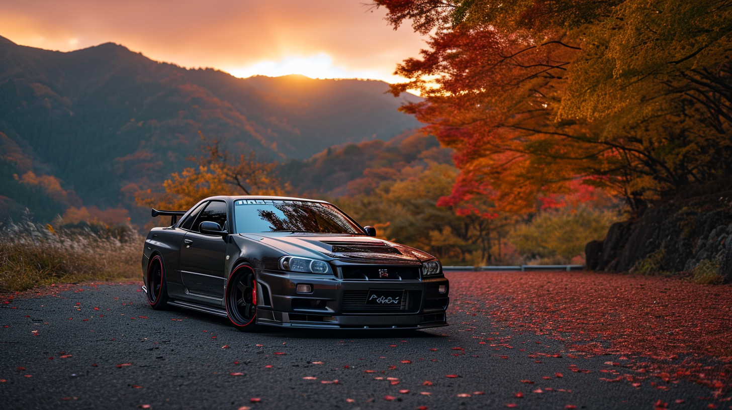 Black and red pearlescent Nissan Skyline GTR R35