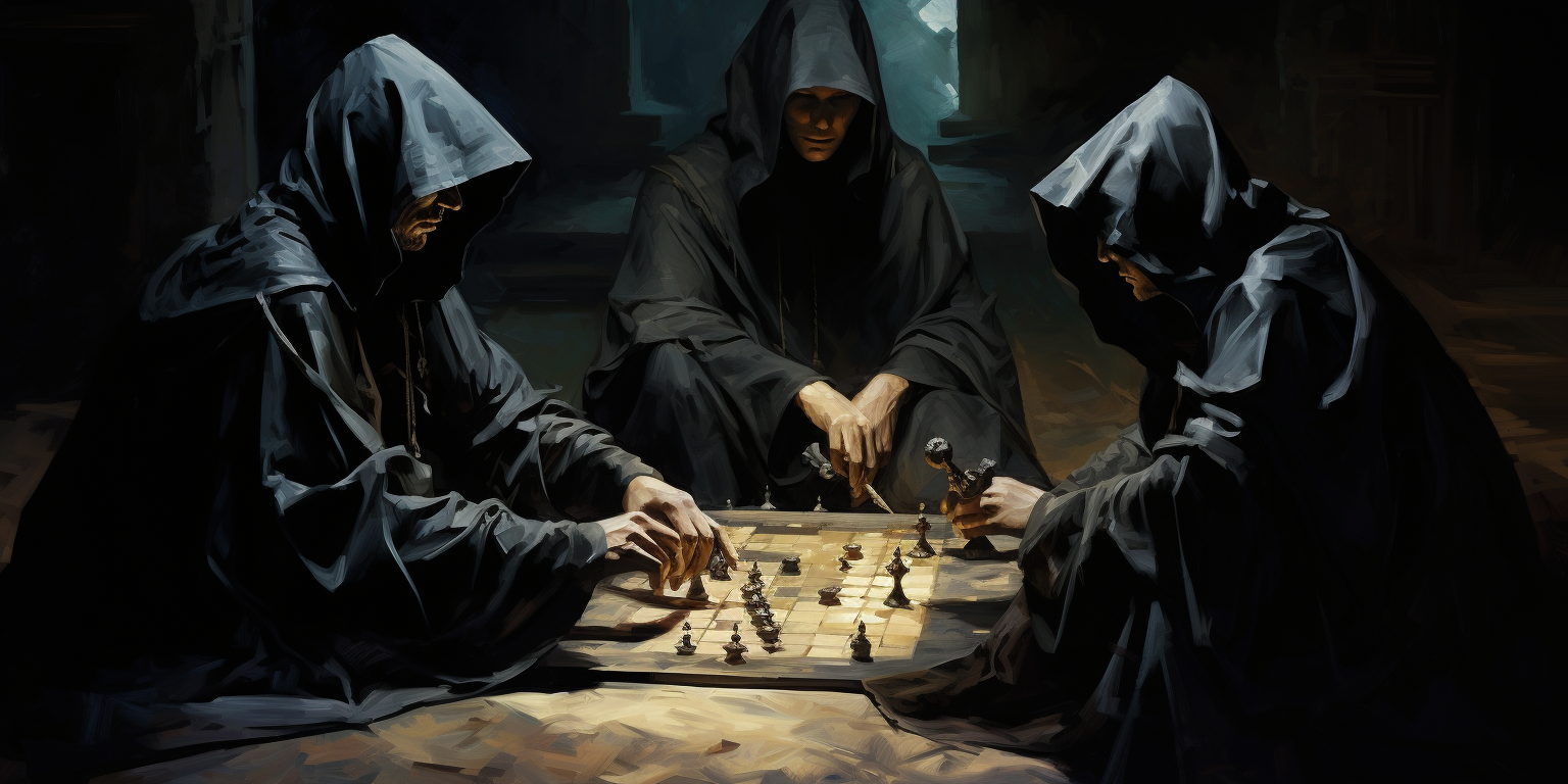 Group of Men Playing DND in Black Robes