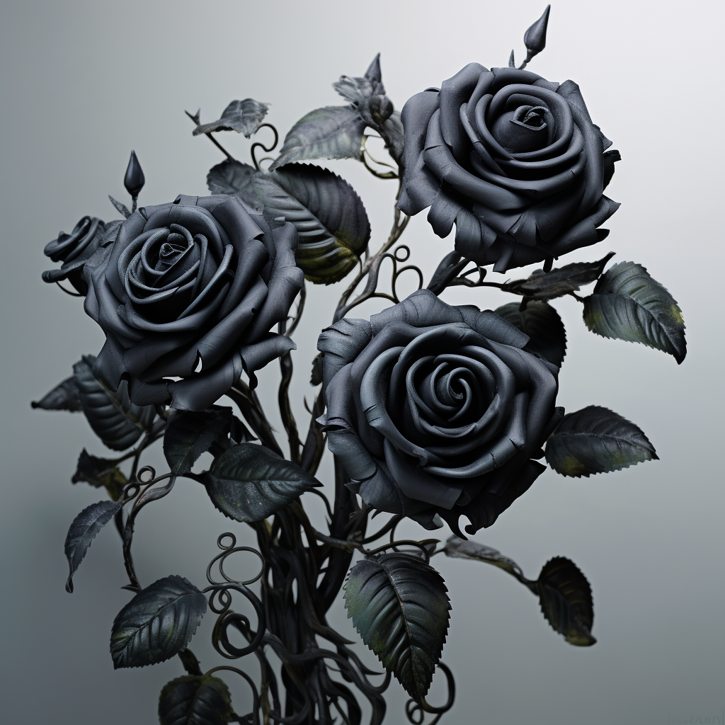 Realistic black rose bush photo