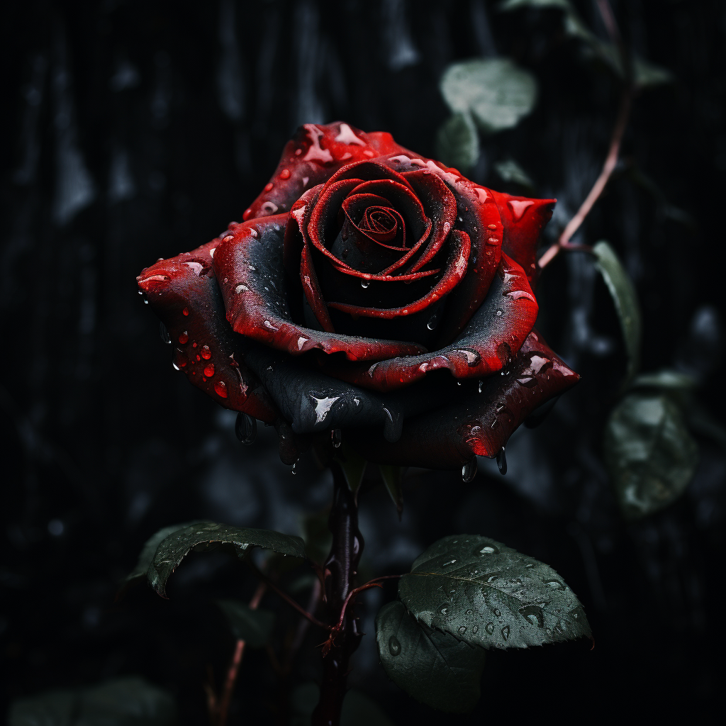 Black rose with red aura