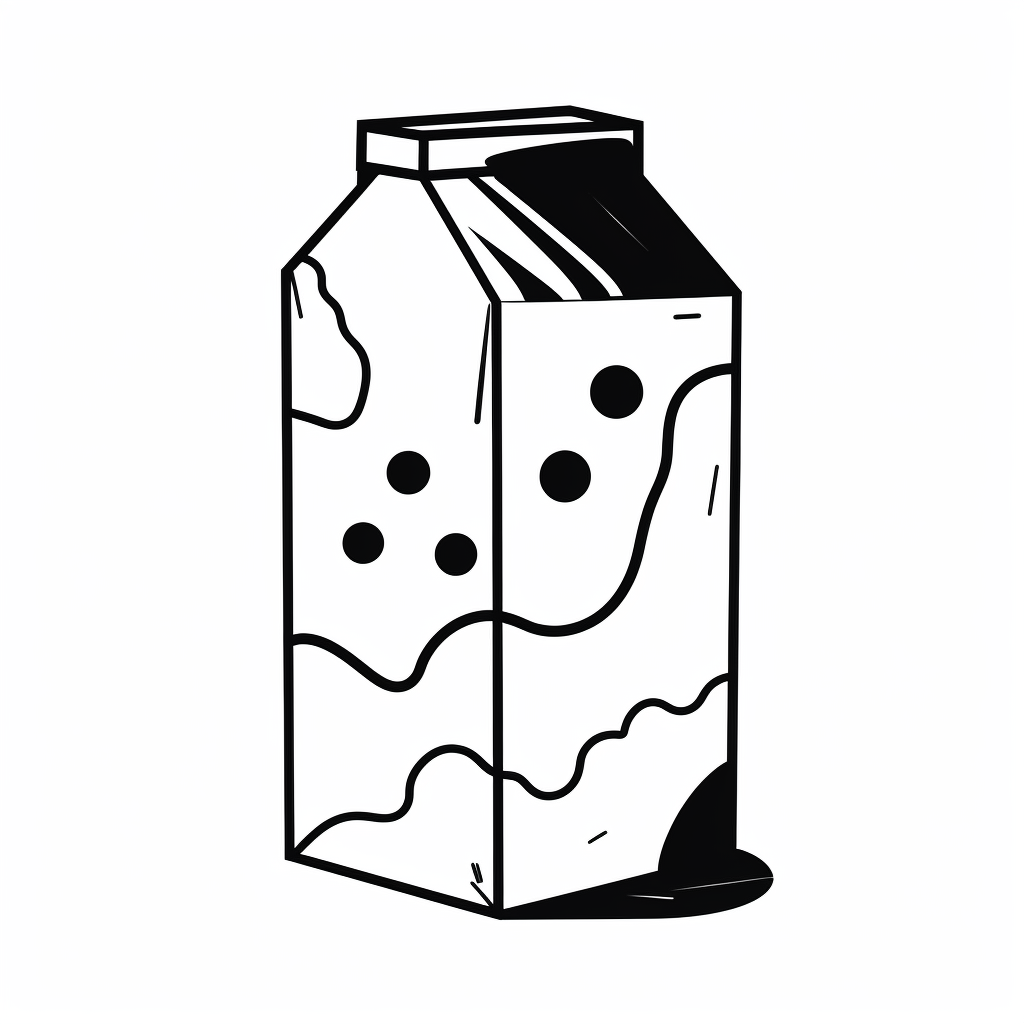 Black rough milk carton in Matisse style