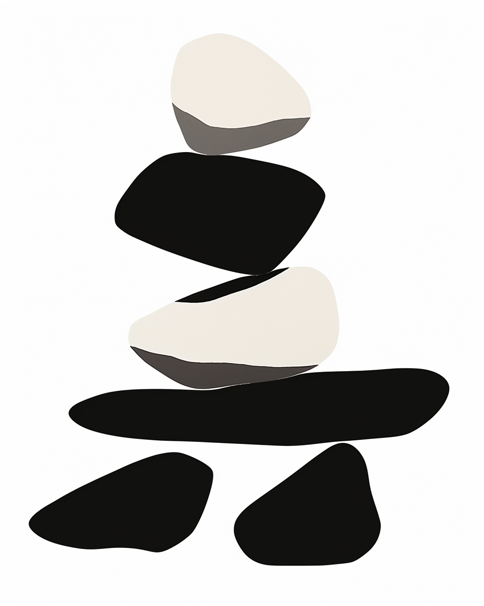 Black Rough Sculpture Balancing Pebble Rock