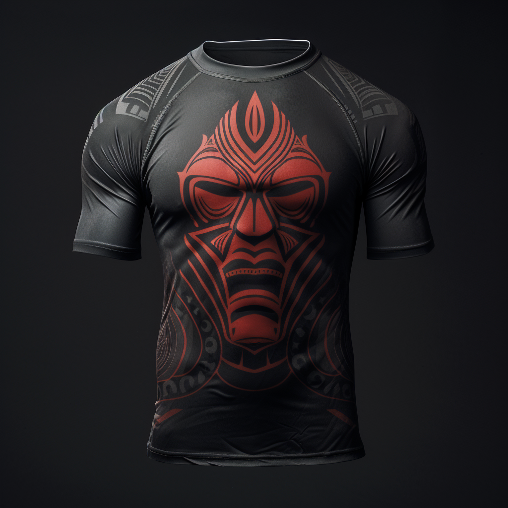 Stylish black rugby jersey with stone mask design