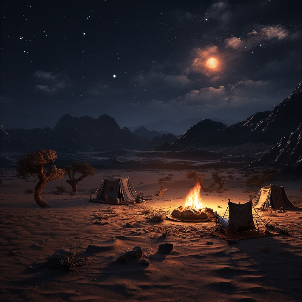 mesmerizing black sand desert campfire