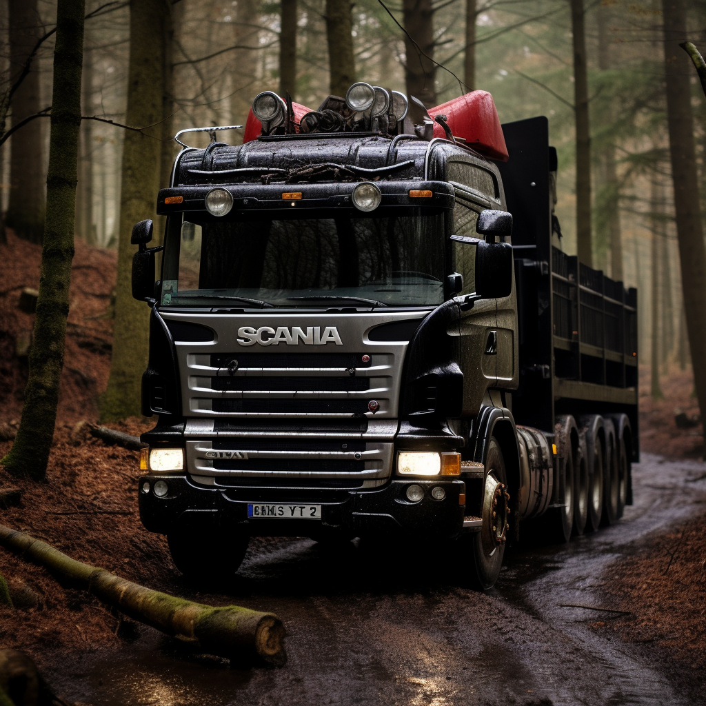 Scania truck in beautiful forest scenery