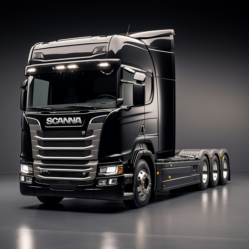 Black Scania Truck with One Axle