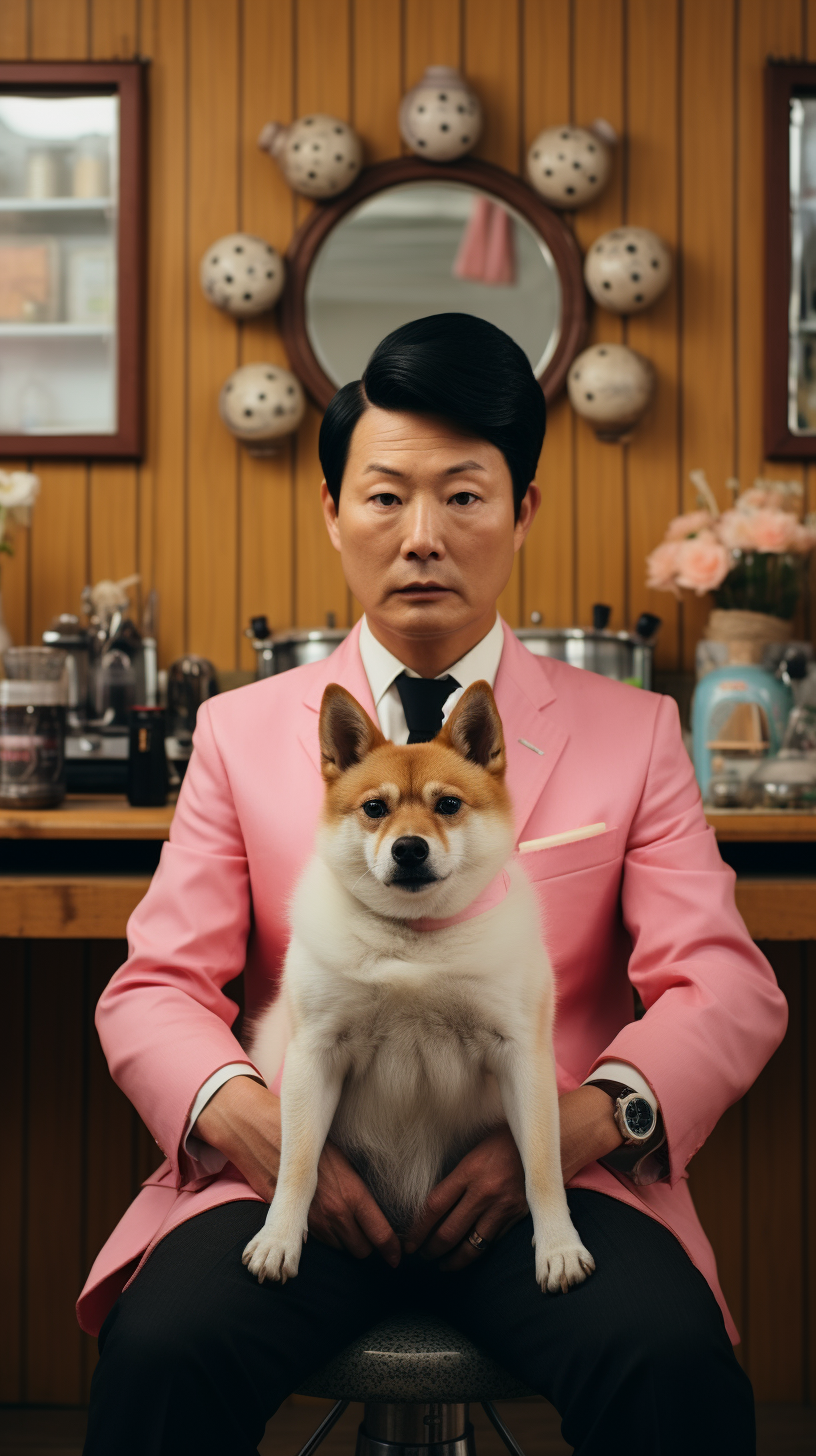 Black Shiba Inu in Hair Salon