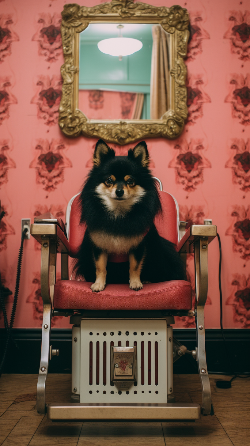 Shibu Inu dog in beauty salon