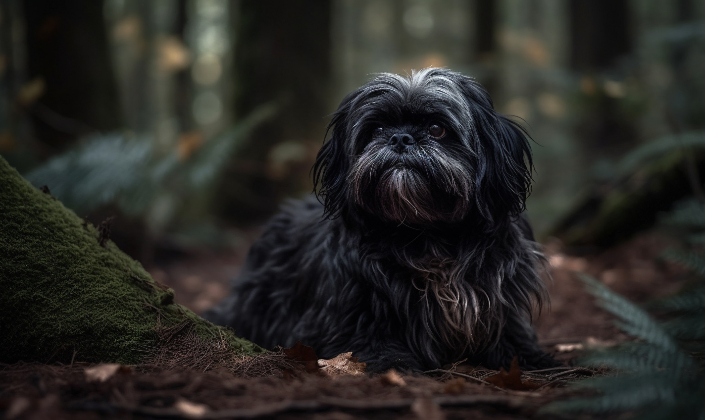 Black Shih Tzu Halloween Forest