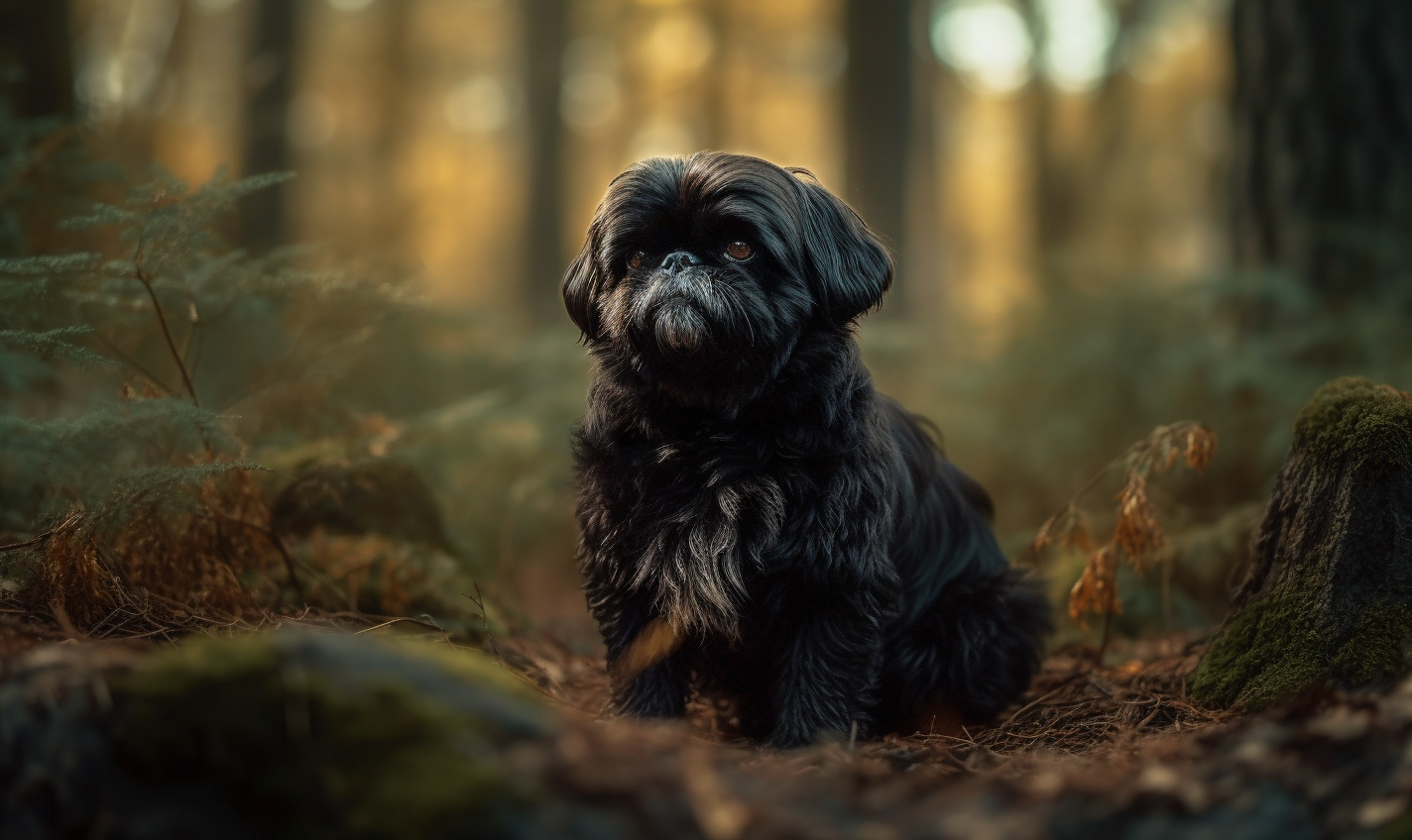 Black Shih Tzu in Forest