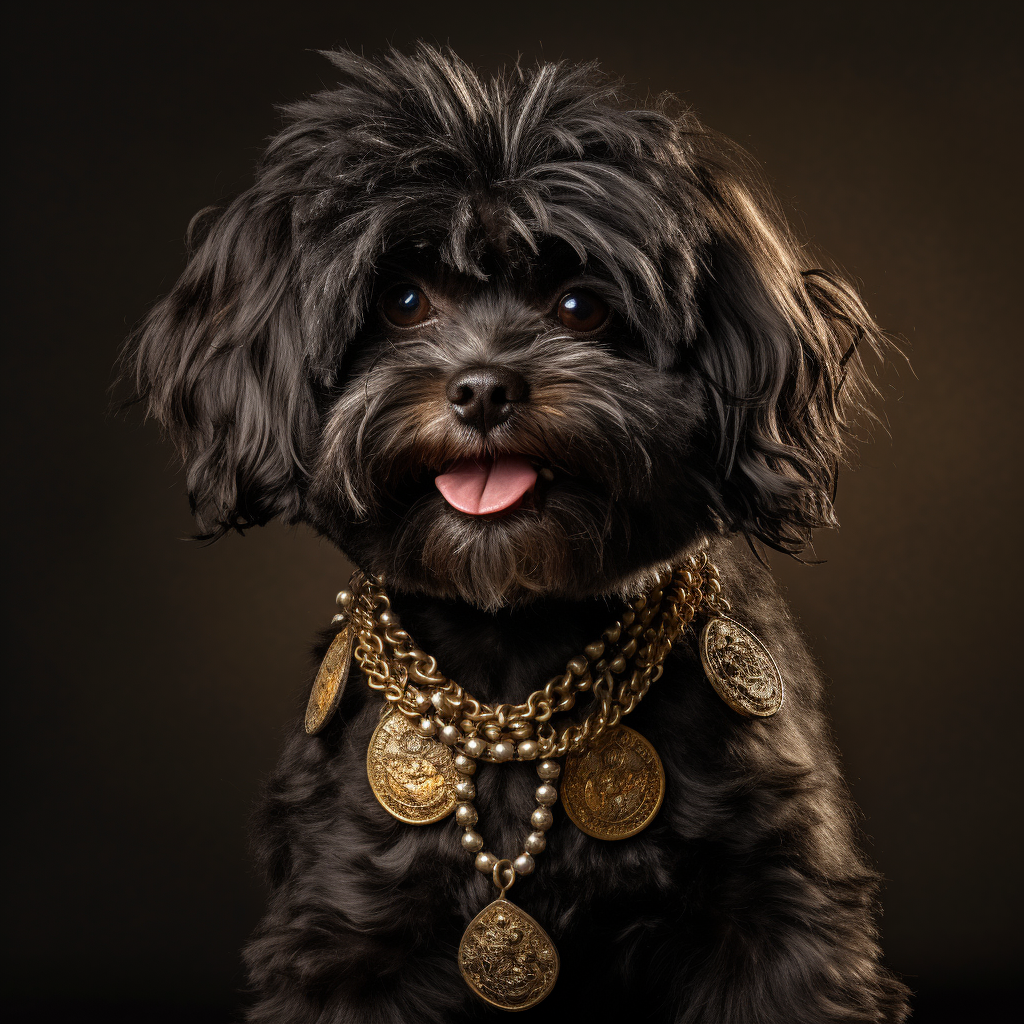 Stylish black shih tzu poodle mix dog dancing