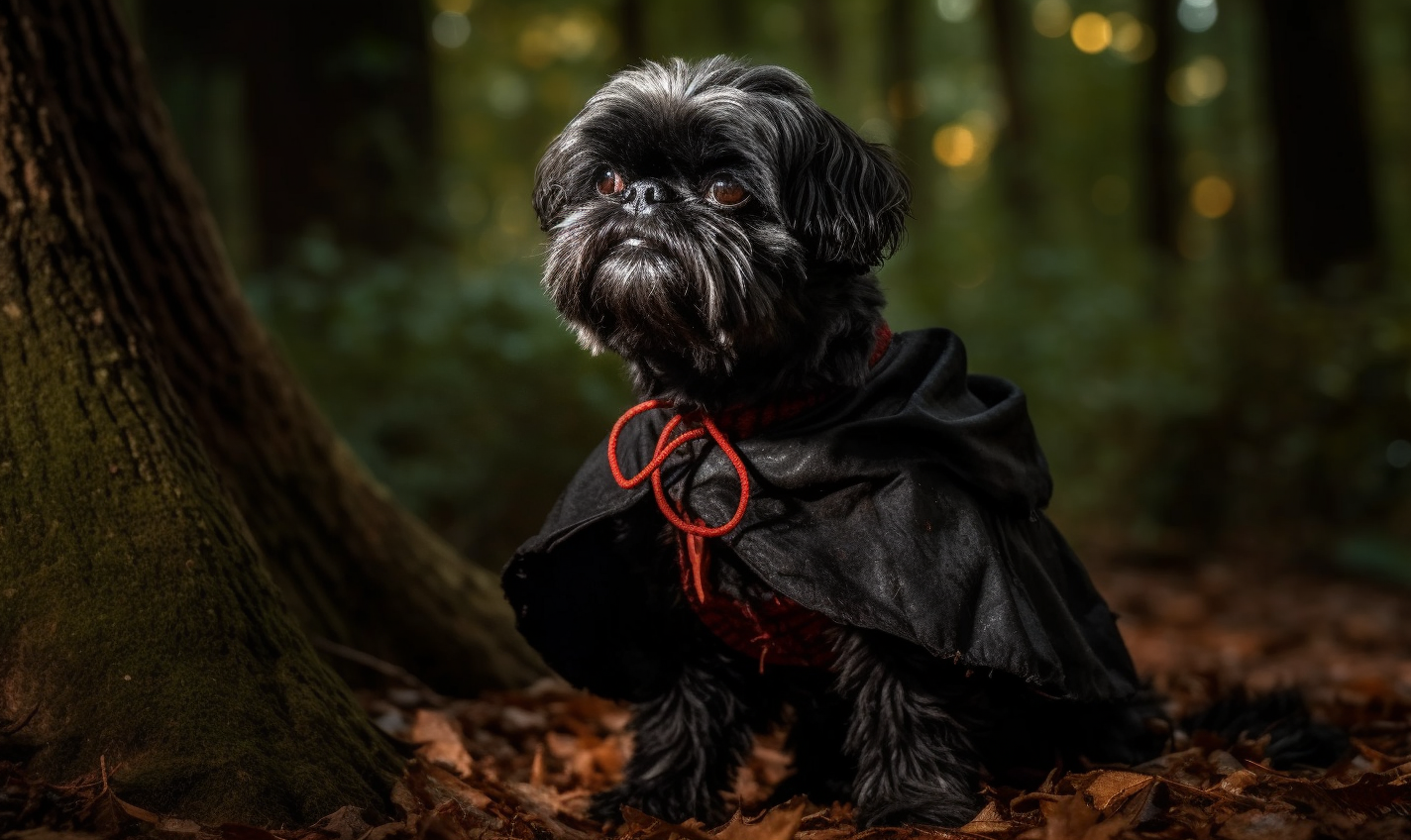 Black Shih Tzu in Vampire Costume