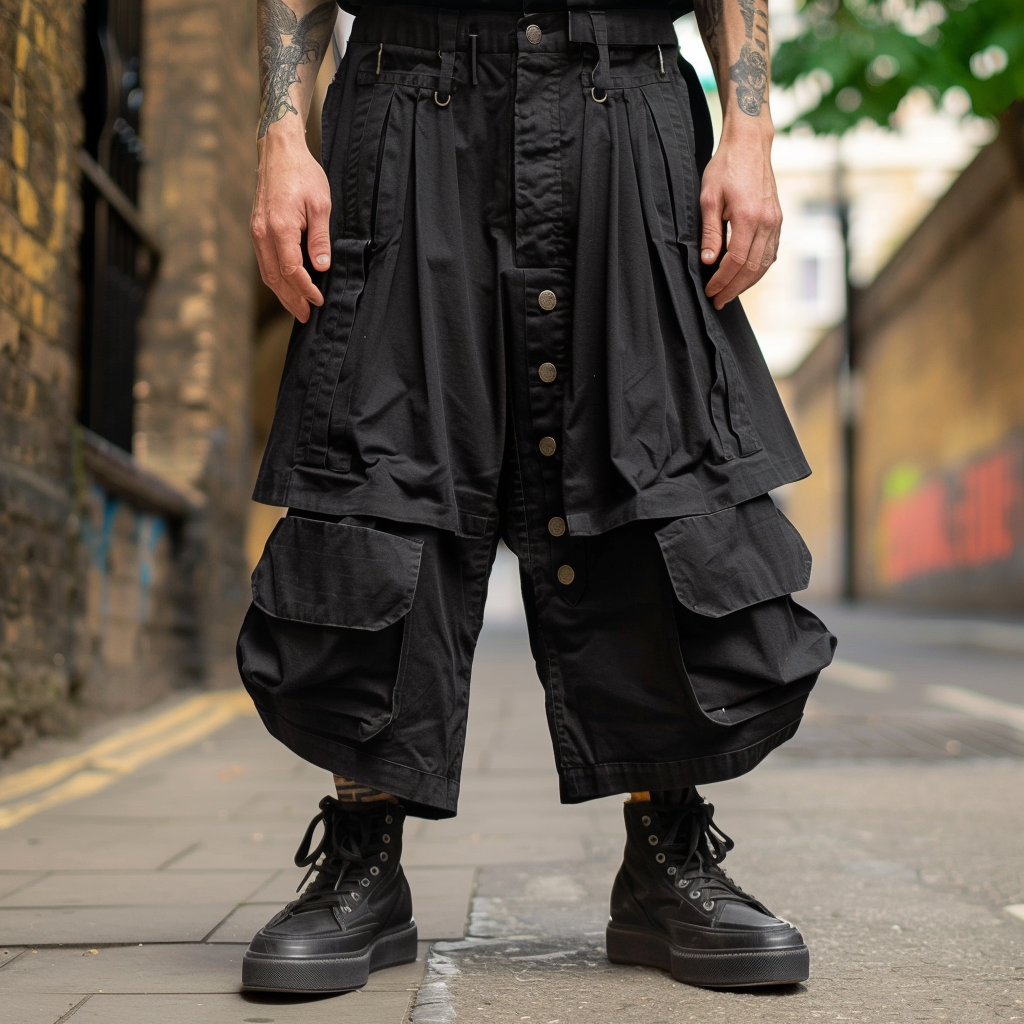 Black shorts with cargo pockets