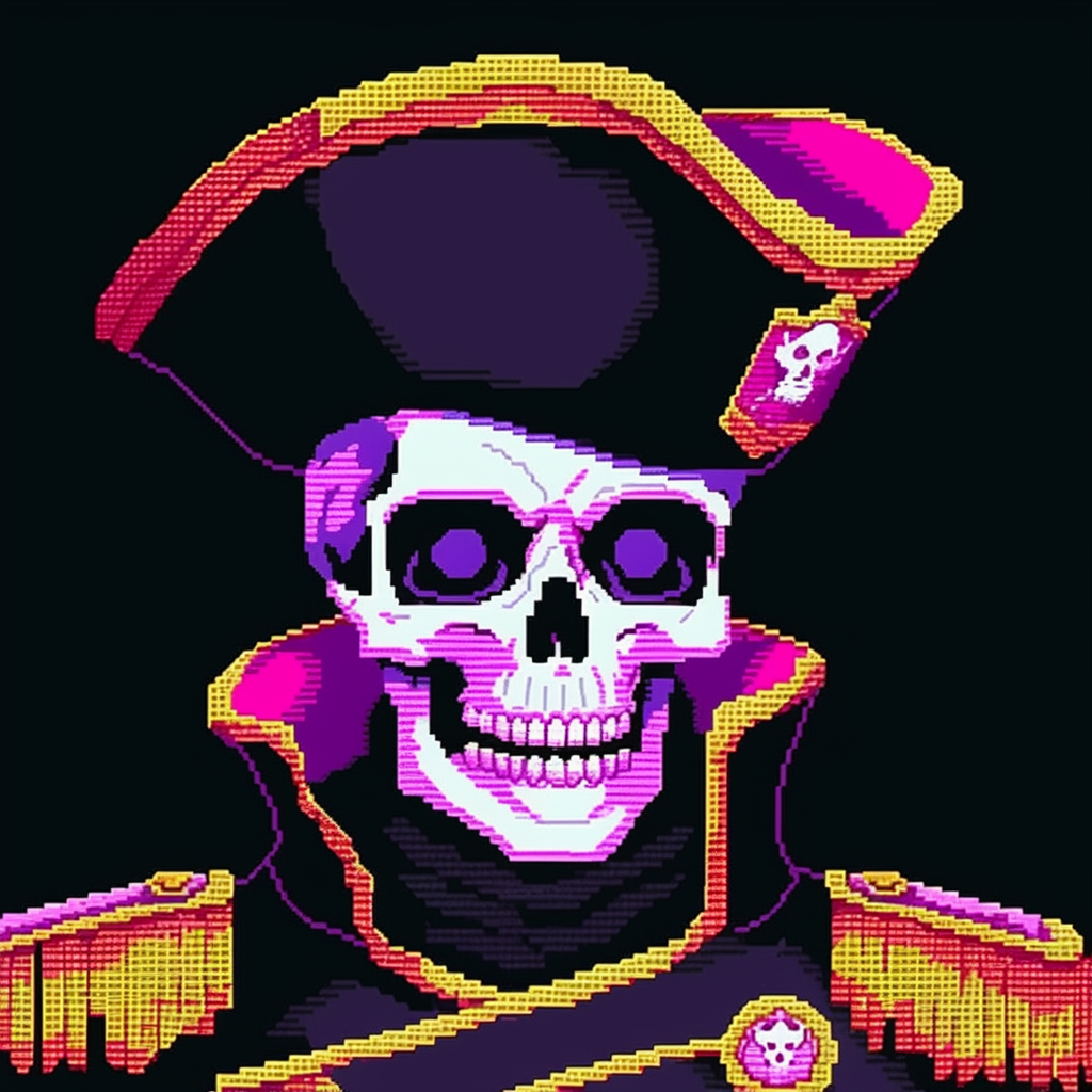 Geocities-inspired Black Skeleton Captain Fansite Design