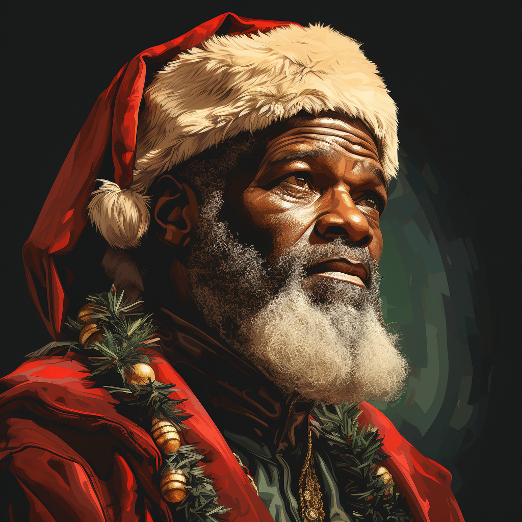 Retro Black Santa Claus Illustration