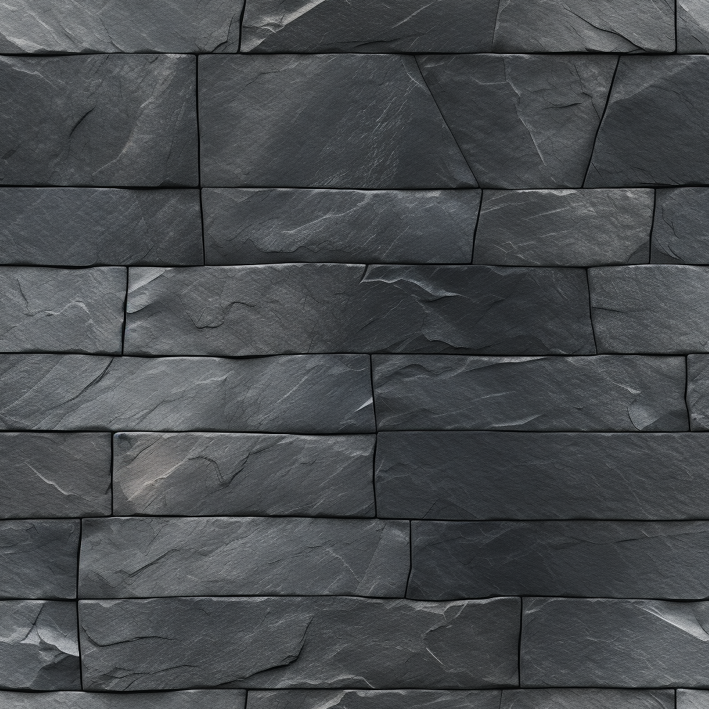 Realistic black slate floor tile