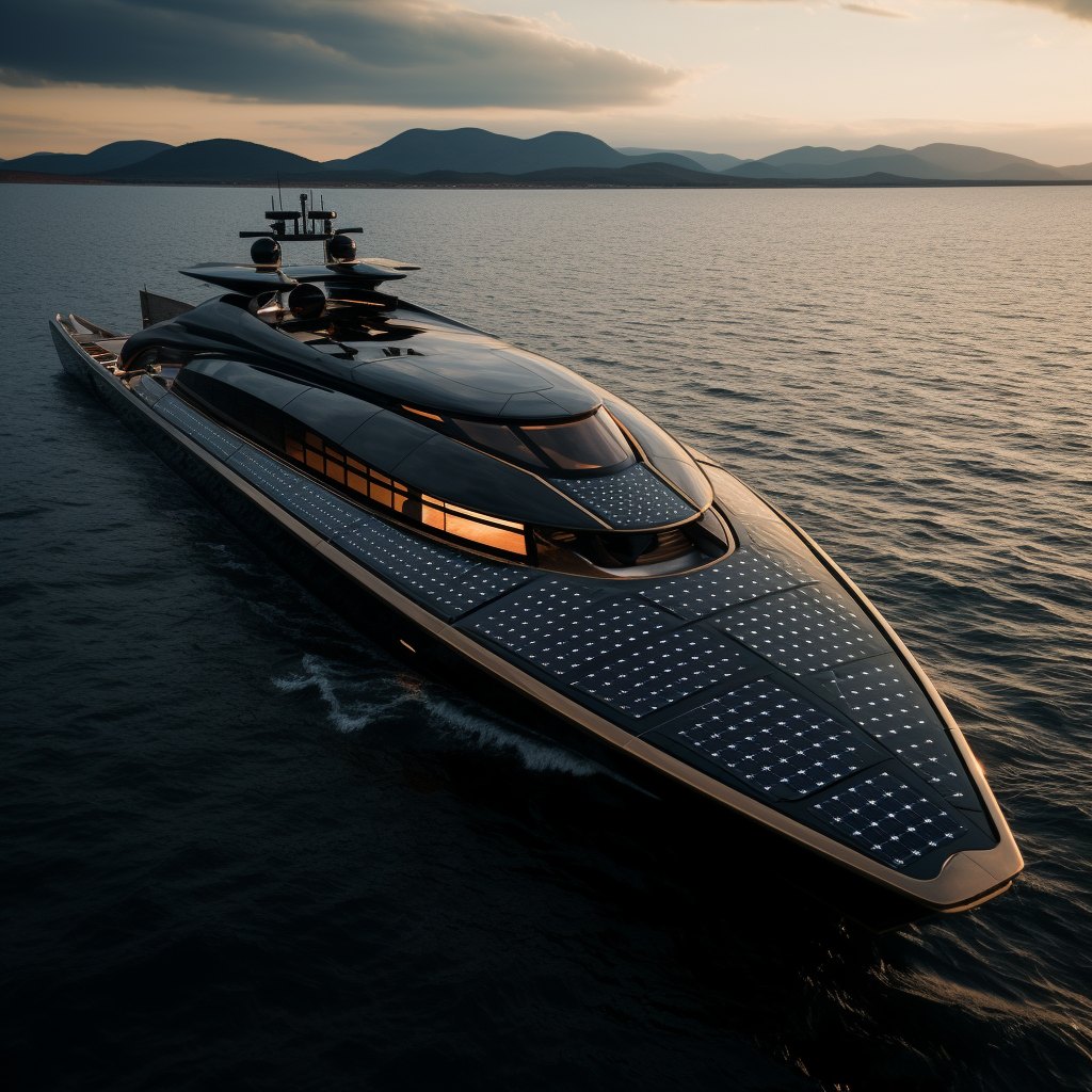 Black solar panel on yacht